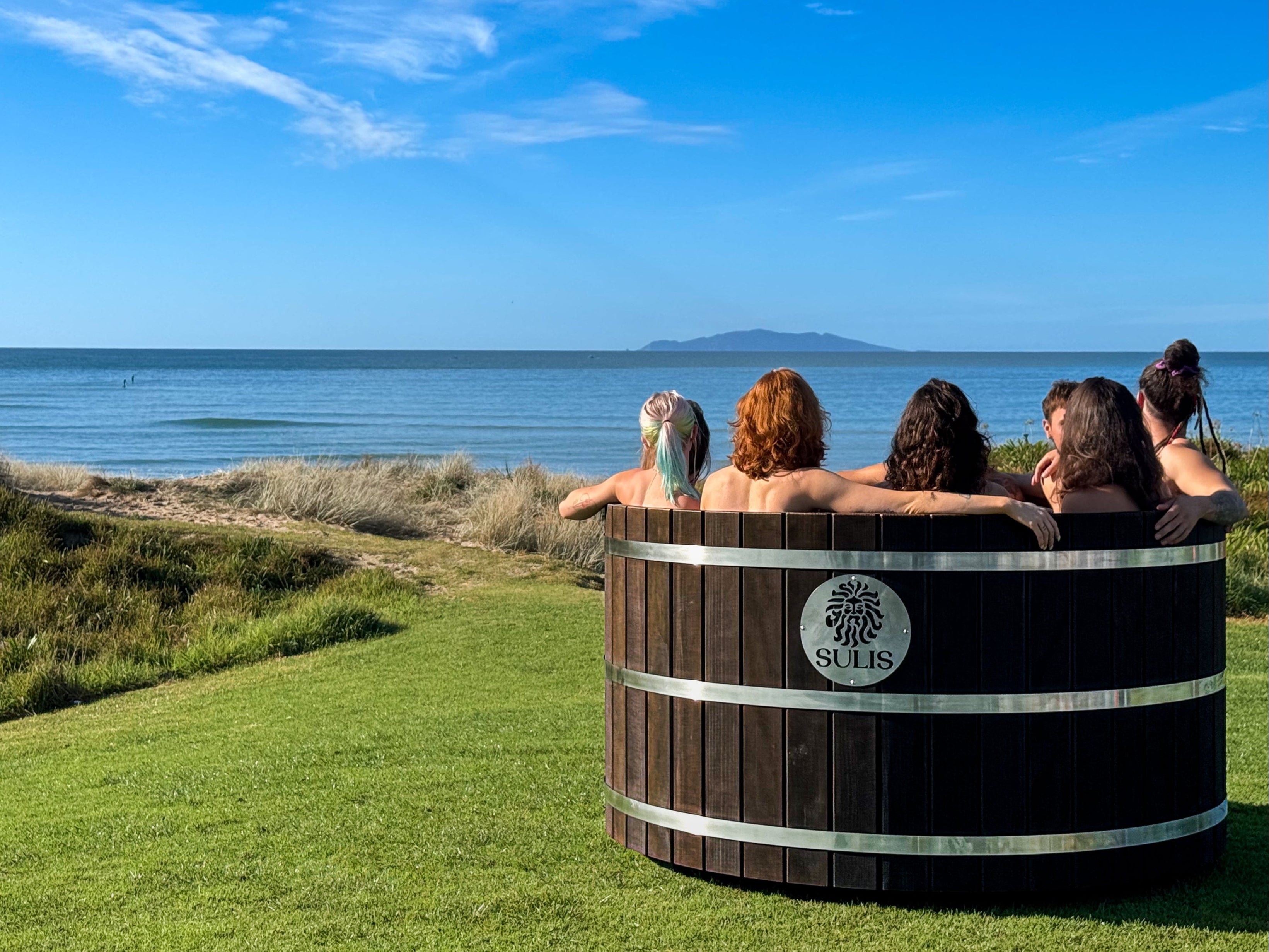 Group of people in a sulis hot tub 8 person large tub
