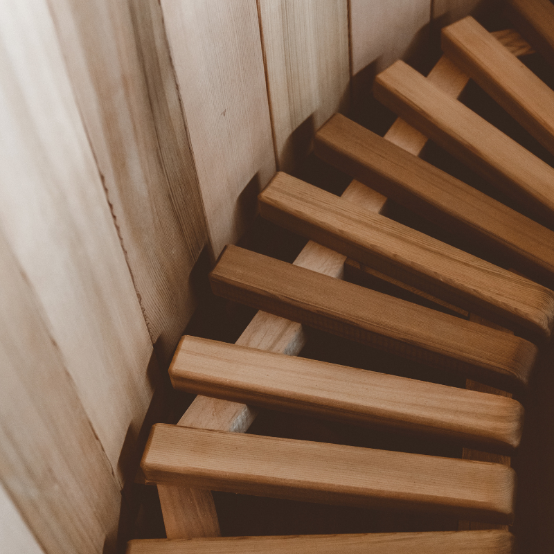 Wooden seat inside cedar sulis tub hand crafted